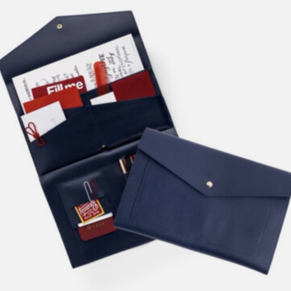 Glass Ladder & Co Navy Megan Portfolio Clutch Vegan Leather Office Organizer